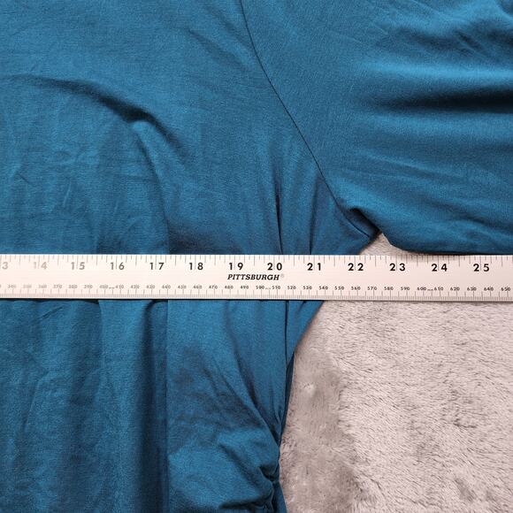 Lands End Top Womens 2X Blue Scoop Neck Crop Sleeve Side Ruched Tunic Casual - Picture 7 of 9